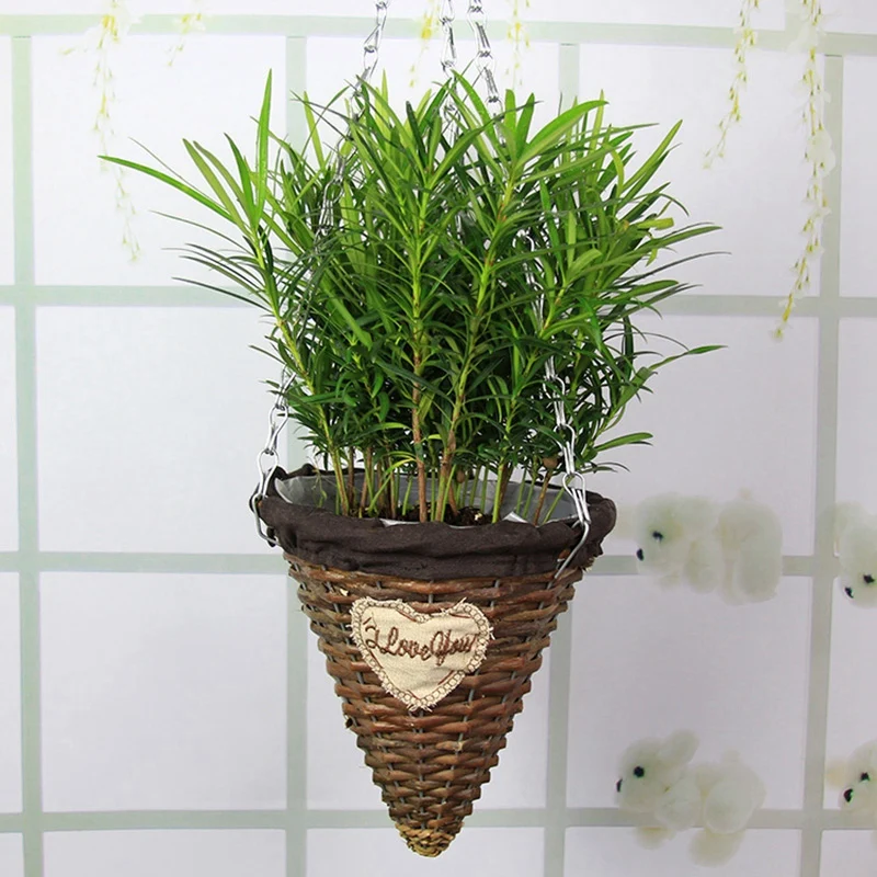 Натуральная плетеная подвесная корзина Цветочная Горшок Кашпо из ротанга