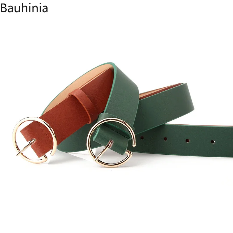 

Fashion New Female Deduction Side Metal Button Buckle Jeans Wild Belts For Women Students Simple Circle Pin Buckles Belt