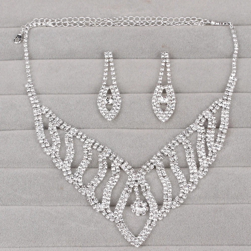 Роскошные свадебные комплекты ювелирных изделий полые сетчатые серьги с