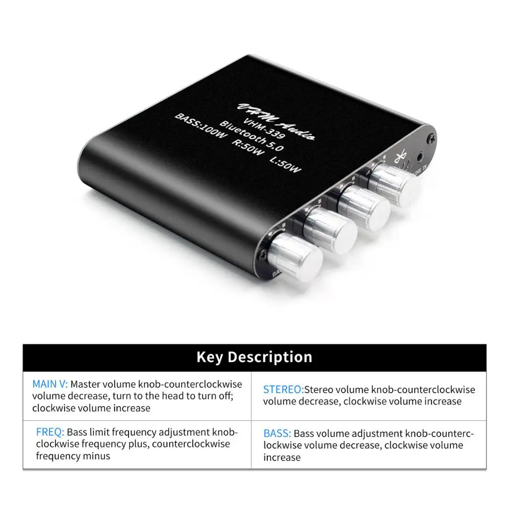 VAORLO 2*50 Вт + 100 Bluetooth 5 0 цифровой усилитель мощности TPA3116D2 HIFI стерео аудио TPA3116 Класс D