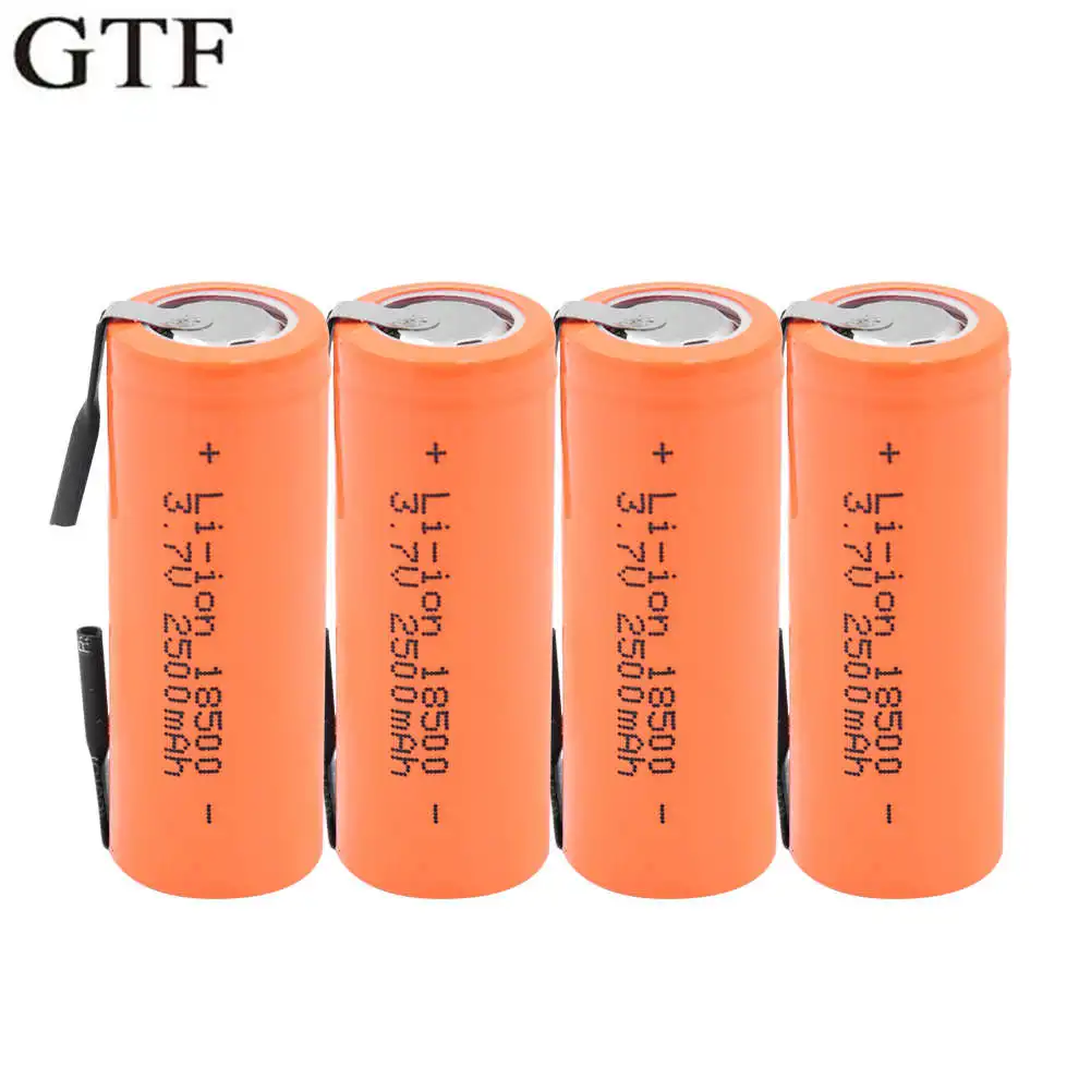 

Lithium gtf ion battery, 3.7v, 18500, 2500mah, with two weld cavities, 18500 mah, lithium ion cell to led flashlight, mechanical