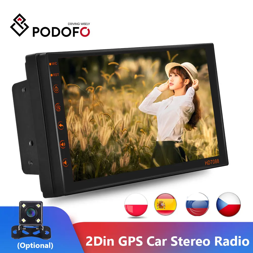 

Podofo Android 2 Din Radio 6.8Inch Car Radio Multimedia Player GPS MP5 Player GPS Built-in WIFI Bluetooth Support Mirror Link