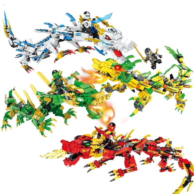 Совместимые Мини фигурки ниндзя золотой дракон мех создатель Дракон 2 в 1 Набор