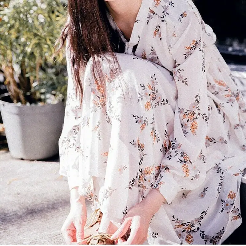 Элегантное цветочное кружевное платье для женщин летнее богемное в Корейском