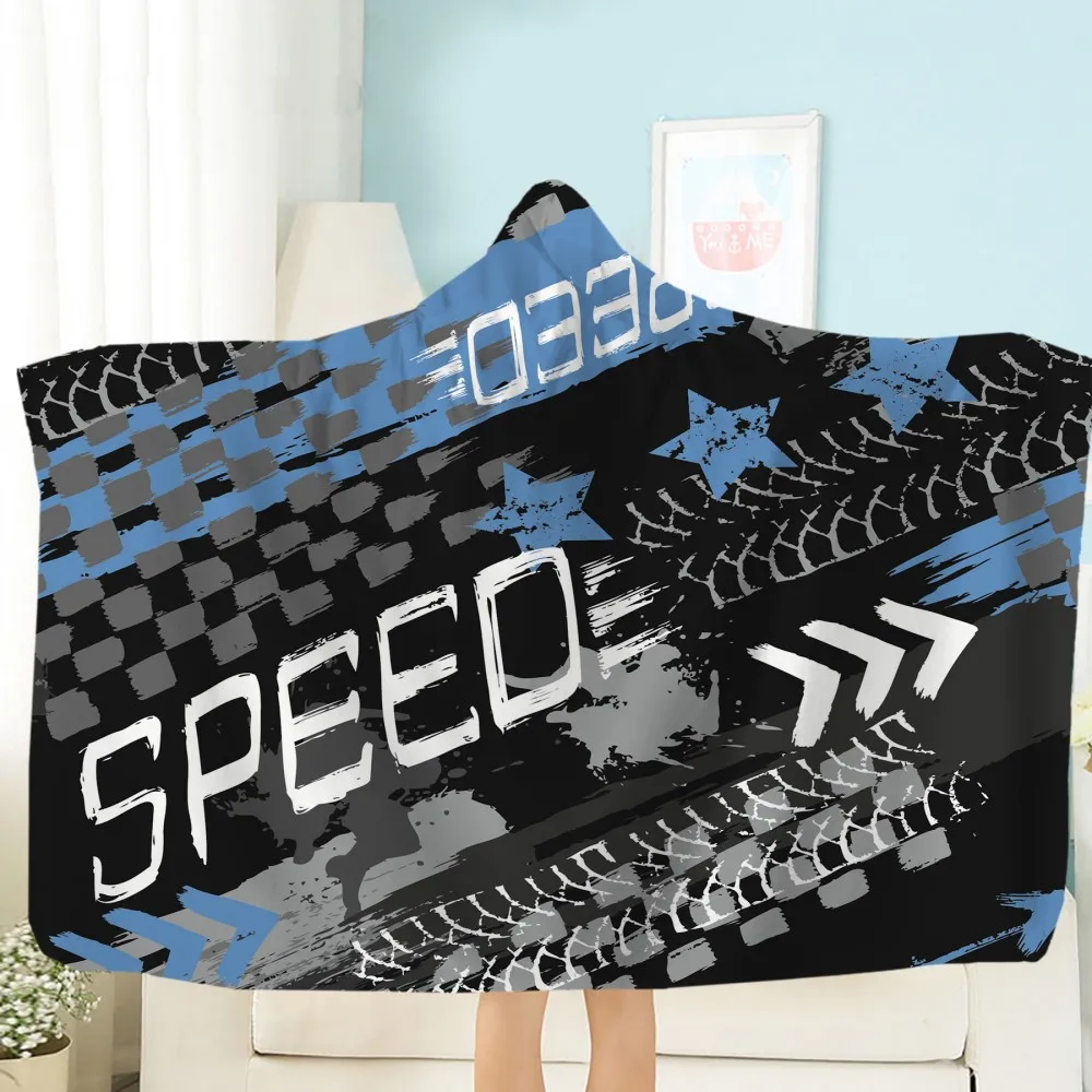 

Новое одеяло с капюшоном и принтом гоночного автомобиля, шерстяное одеяло для экстремального спорта, мягкие теплые детские переносные одея...