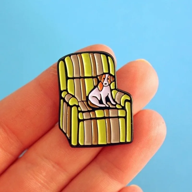 Собака диван новинка эмалированная заколка значки брошь забавные модные
