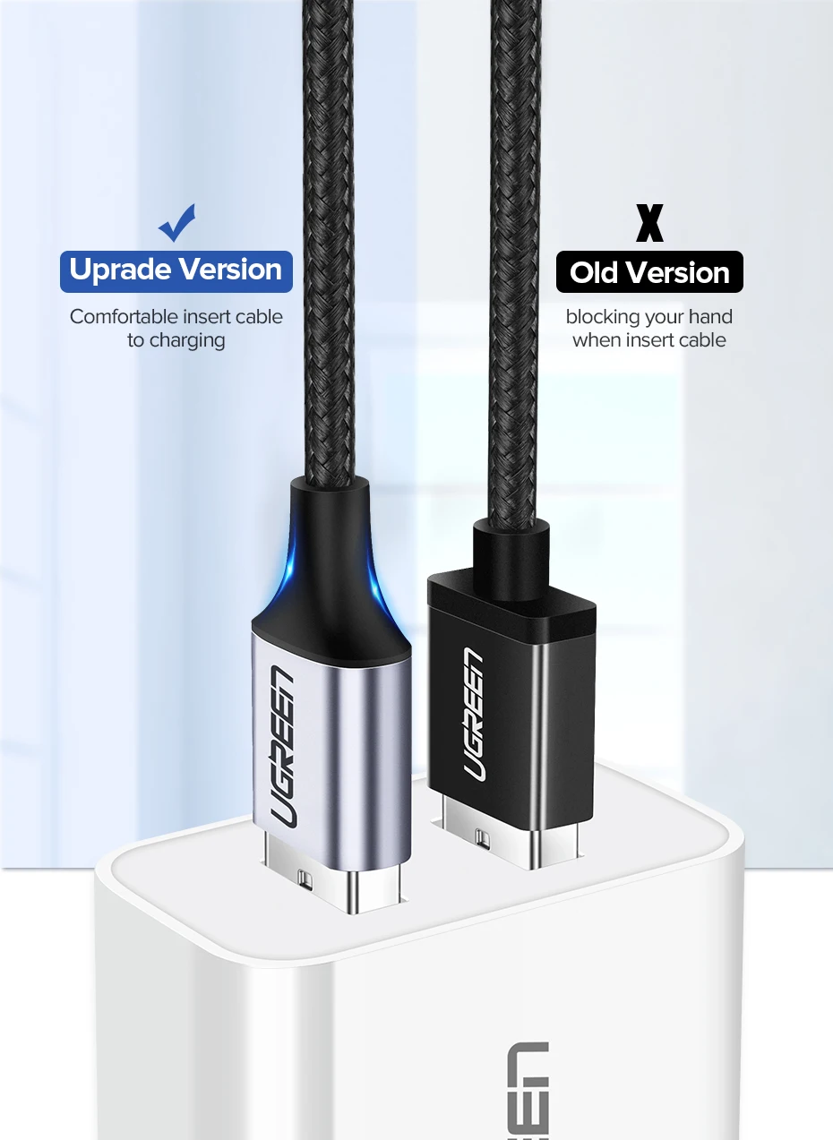 Ugreen usb type-c кабель передачи данных для быстрой зарядки зарядное устройство для samsung s9 s8 huawei xiaomi9 usb c кабель короткий 2 м Android 90 градусов