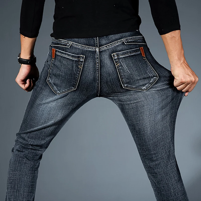 Stretch Jeans Classic Denim Pants Trousers Plus Size 28-42 New High Quality Mens Fashion Black Blue Jeans Men Casual Slim