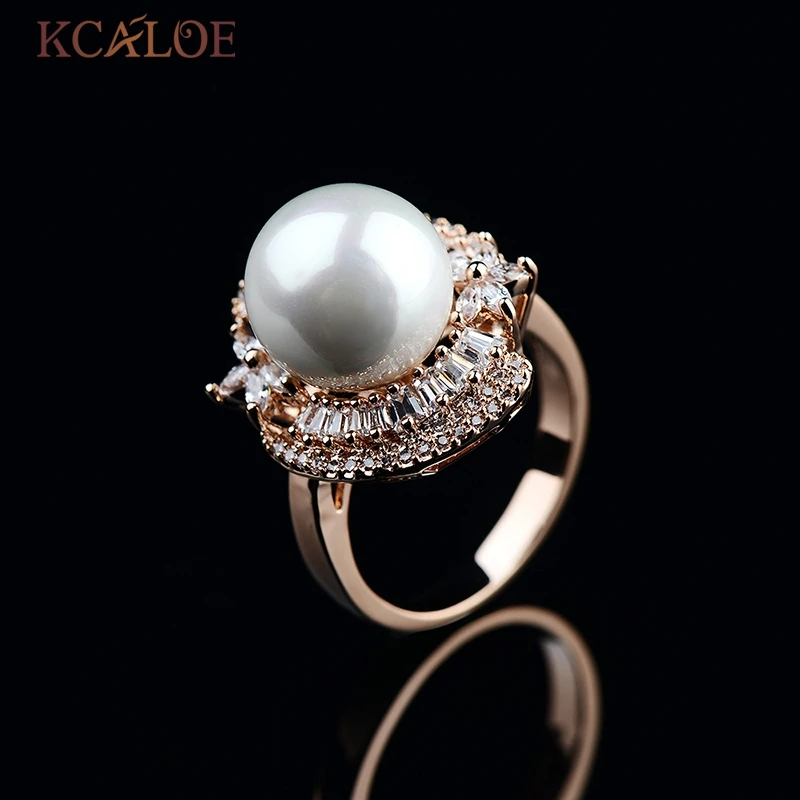 Женское кольцо с цирконом KCALOE роскошное белым кристаллом из кубического