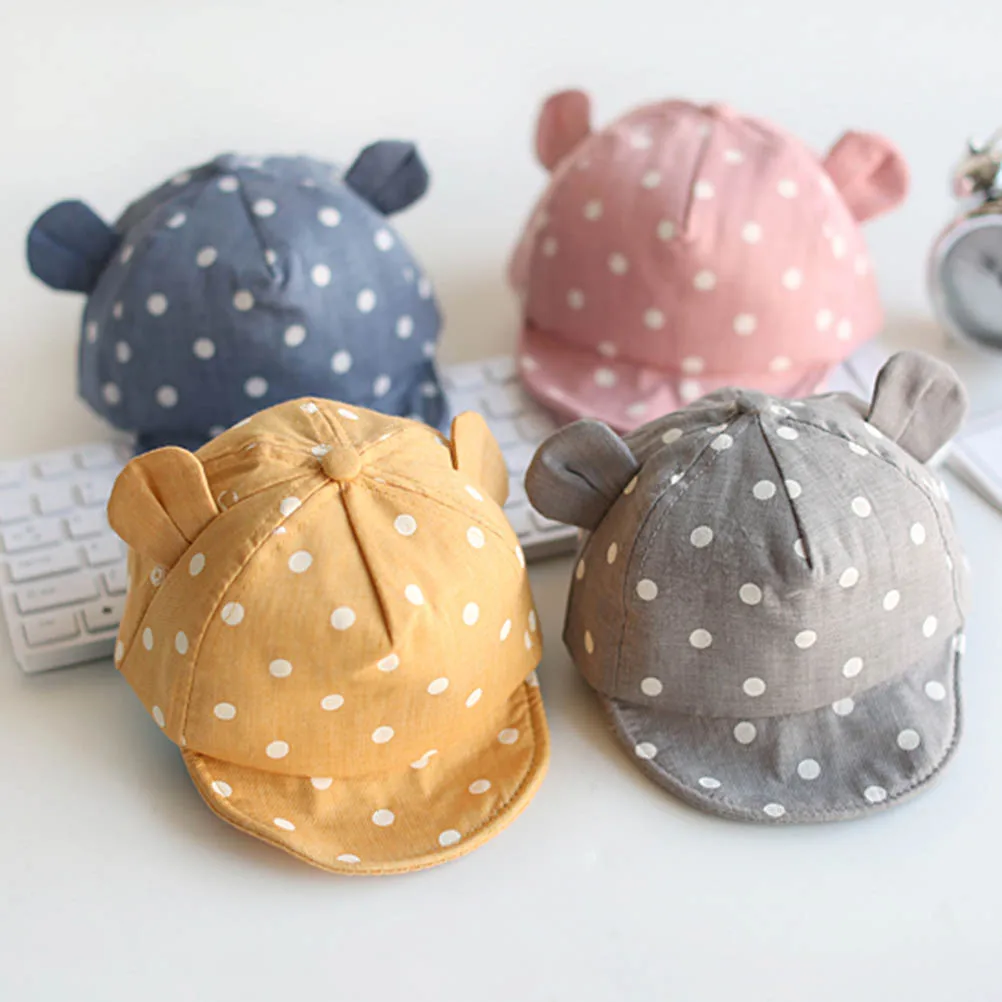 

Children Cute Sun Hat Polka Dot Baby Hat Girl Boy Sun Hat With Ears Spring Summer Newborn Photography Road Baseball Cap