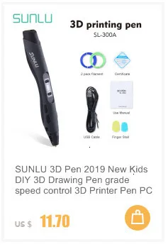 SUNLU 300A 3d Ручка Горячая Распродажа интеллектуальная Живопись 3d печать Ручка светодиодный дисплей расходные PCL PLA ABS нити 1,75 мм черный цвет