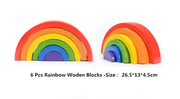 6Pcs Rainbow Blocks 12 шт. деревянные радужные складывающиеся Кубики-головоломки укладчик обучающая игра геометрические строительные блоки игрушки Монтессори - Цвет: 6Pcs Rainbow Blocks