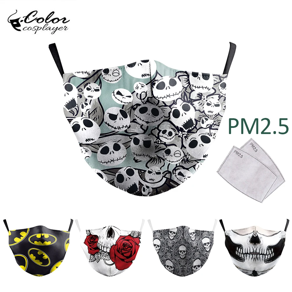 Цветная маска для лица Cosplayer с принтом маски рта Моющиеся Многоразовые из ткани |