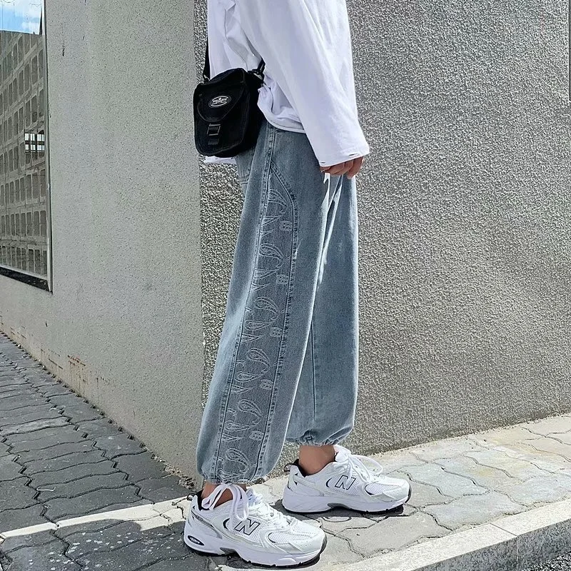 

Wide men's straight leg baggy bandy men mens jean oodji modis kanye west denim jeans