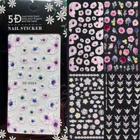 1pcs nail applique series 5d flower peel off 3d floral nail art stickers flower sticker 5d adhesive nail decals nail ornaments