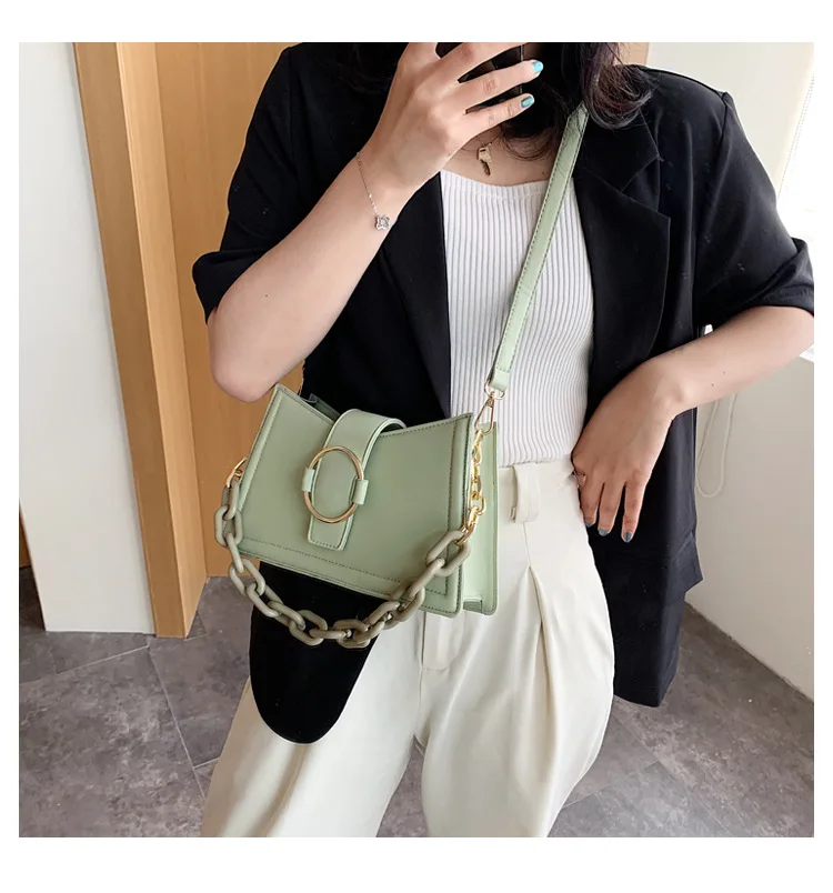 

Elegant Lady Square Crossbody Bag 2020 Fashion New PU Leather Designer Handbag Travel Daily Chic Chain Messenger Shoulder Bag