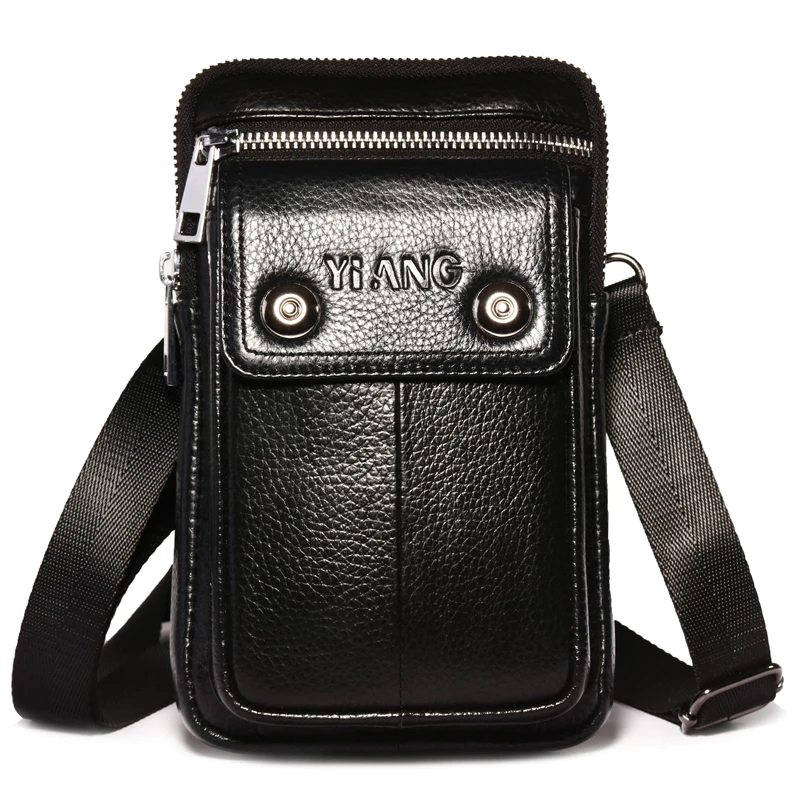 YIANG брендовая мужская многофункциональная сумка на ремне из натуральной кожи