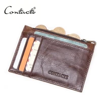 contacts 100 genuine leather card holder high capacity men id credit business card holder male coin purse mini slim card case
