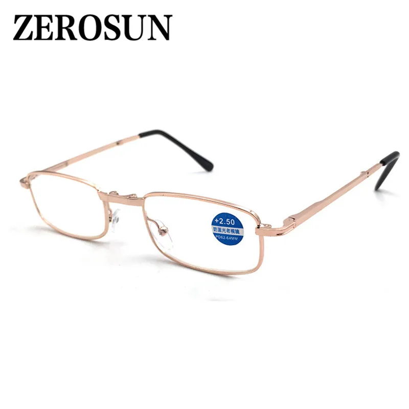Zerosun Computer Reading Glasses Men Women Foldable Portable PU Leather Case Free Anti Blue Light Reflection Diopter Eyewear |