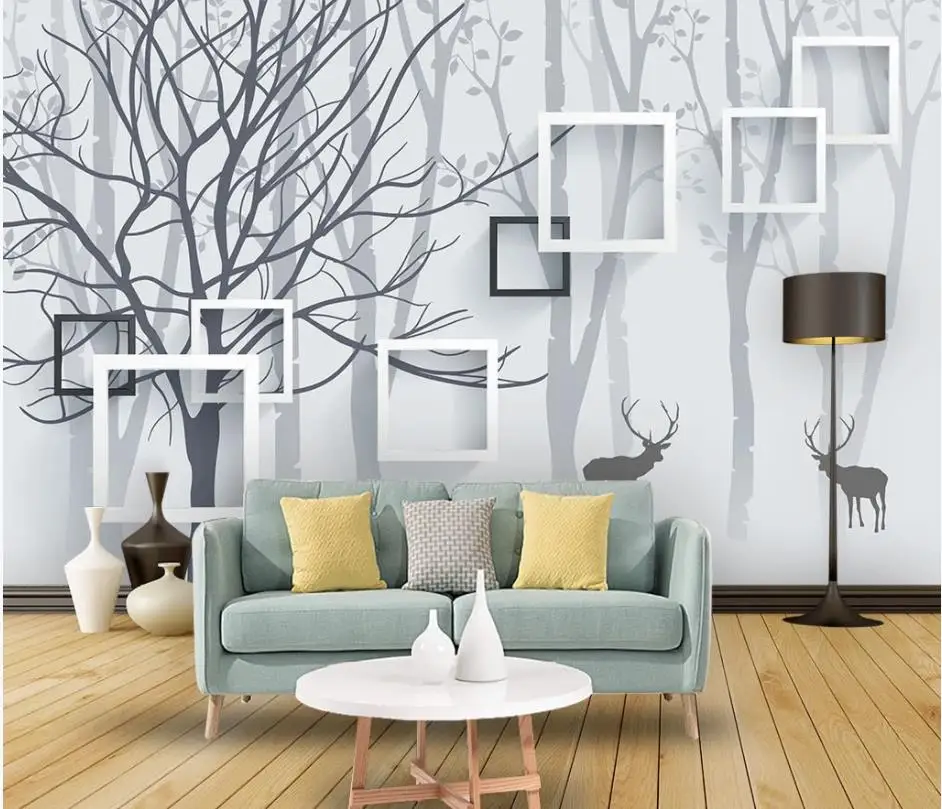 Custom photo wallpapers 3d murals wallpaper for walls 3 d Modern minimalist woods deer tv background wall papers home decor |