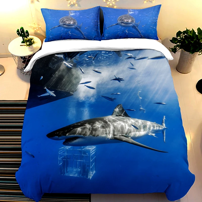 

Unterwasser Welt Hai Bettwäsche Set Einzigen Doppel Bettbezug-set Luxus Königin König Twin Voll Größe Bett Kleidung Für Adlut ki