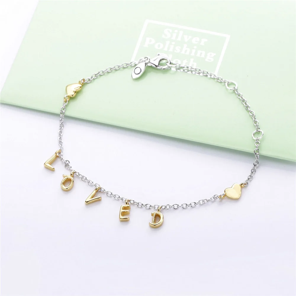 silver 925 пробы Серебряный Блестящий романтичный любимый браслет для женщин очаровательный браслет DIY ювелирные изделия подарок на день Святого Валентина - Окраска металла: silver