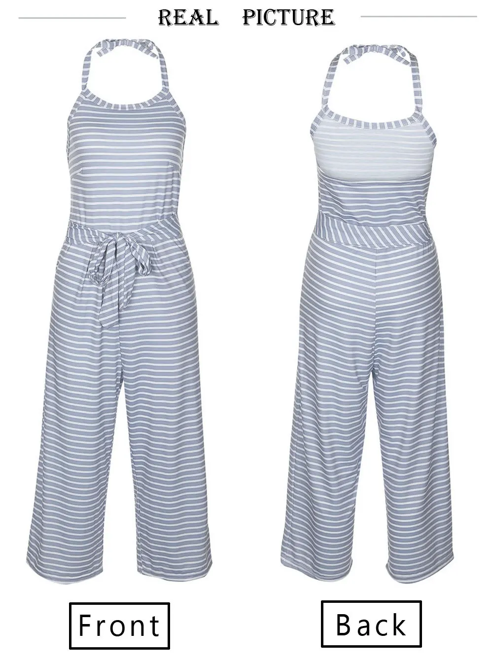 Женский комбинезон в полоску с карманами без рукавов|Женские комбинезоны| |