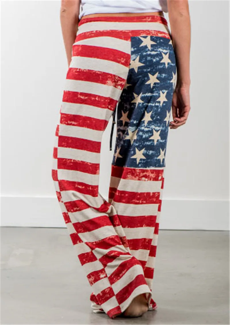 

Stylewomen Fall Womens Clothing Pants Wide Leg Pants Flare Pant Ladies Sexy Female Usa Flag America Hot Elegance