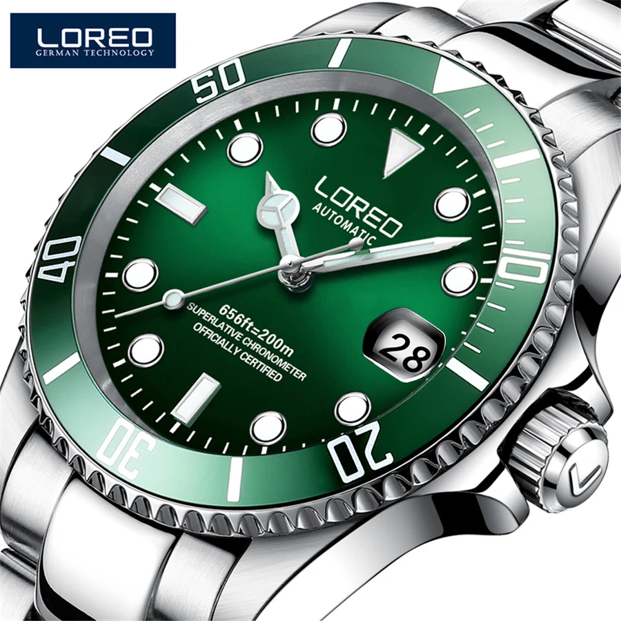 

LOREO Automatic Watch Men MIYOTA 8215 Movement Mechanical Watches Dive 200M Ceramic Rotatable Bezel Sapphire Luminous Wristwatch