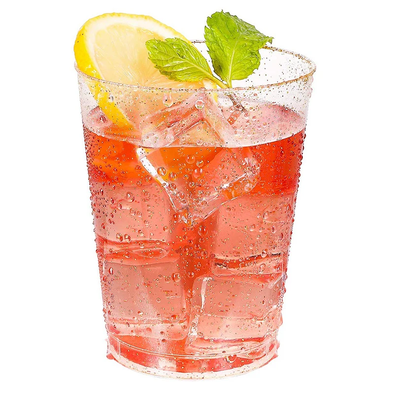 100 шт. пластиковые чашки прозрачные стаканы золотые блестящие красивые