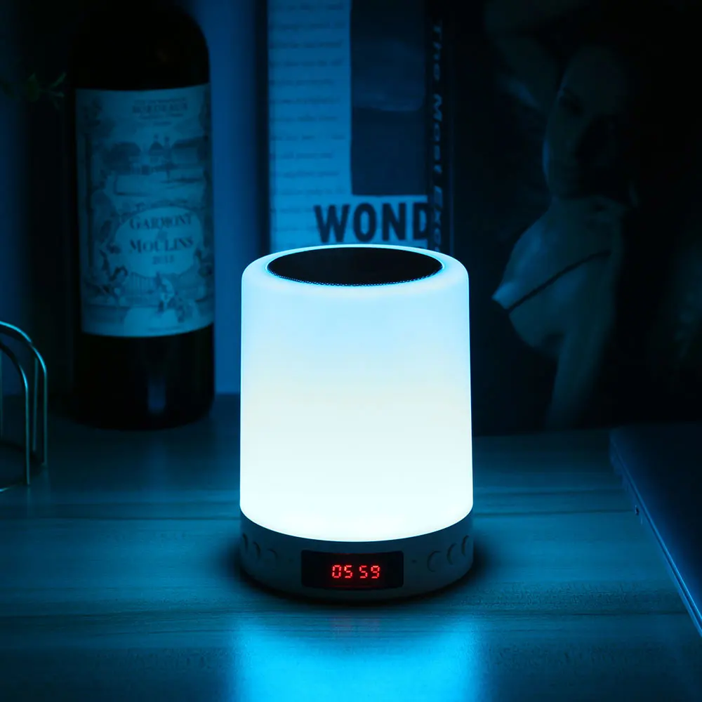 Bluetooth лампа с Usb динамиком сенсорный ночсветильник будильником изменение 7 цветов