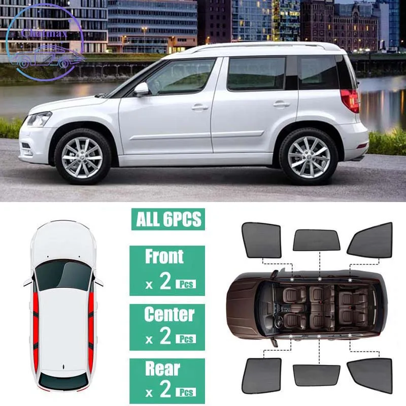 

Солнцезащитный козырек для Skoda Yeti 2009-2018, защита от УФ лучей, сетчатый лазерный блок, черная сетчатая пряжа