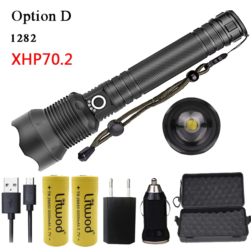 Option D Litwod Z20 люминесцентный фонарь CREE XLamp XHP70.2 1282 высокий мощный тактический светодиодный фонарик Фонарь 26650 фонарь на батарее кемпинга - Испускаемый цвет: Option D