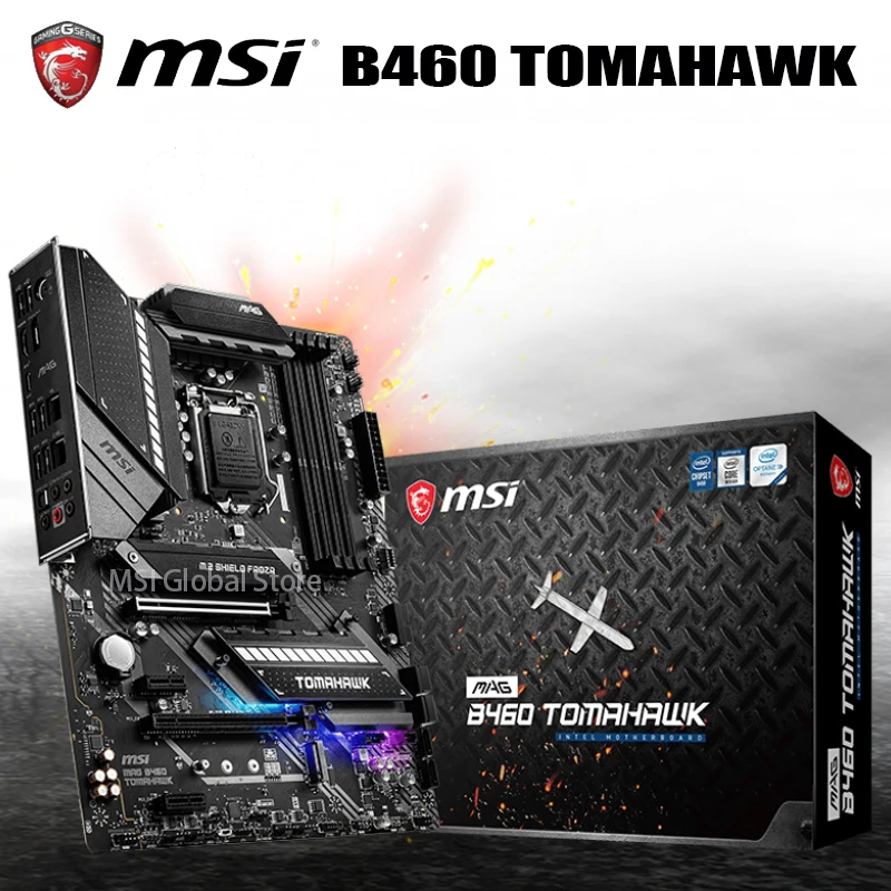 Billig LGA 1200 MSI MAG B460 TOMAHAWK Motherboard DDR4 2933MHz 128GB M.2 SATA3 Display Port Desktop Intel B460 Gaming Mainboard 1200