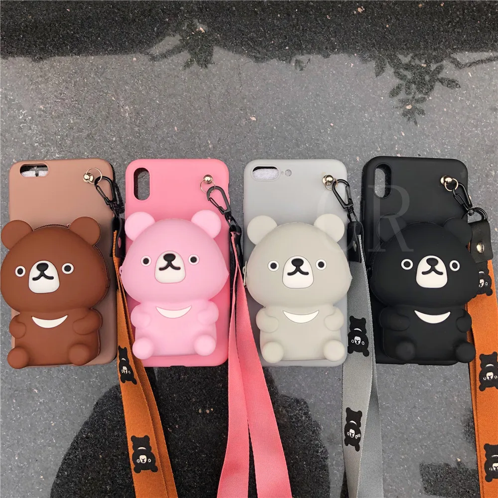 ORYKSZ 3D Носки с рисунком медведя из мультика ТПУ чехол бумажник для samsung galaxy M10 M20 M30