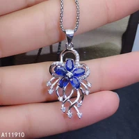 kjjeaxcmy fine jewelry 925 sterling silver inlaid natural sapphire womens pendant necklace supports detection popular noble