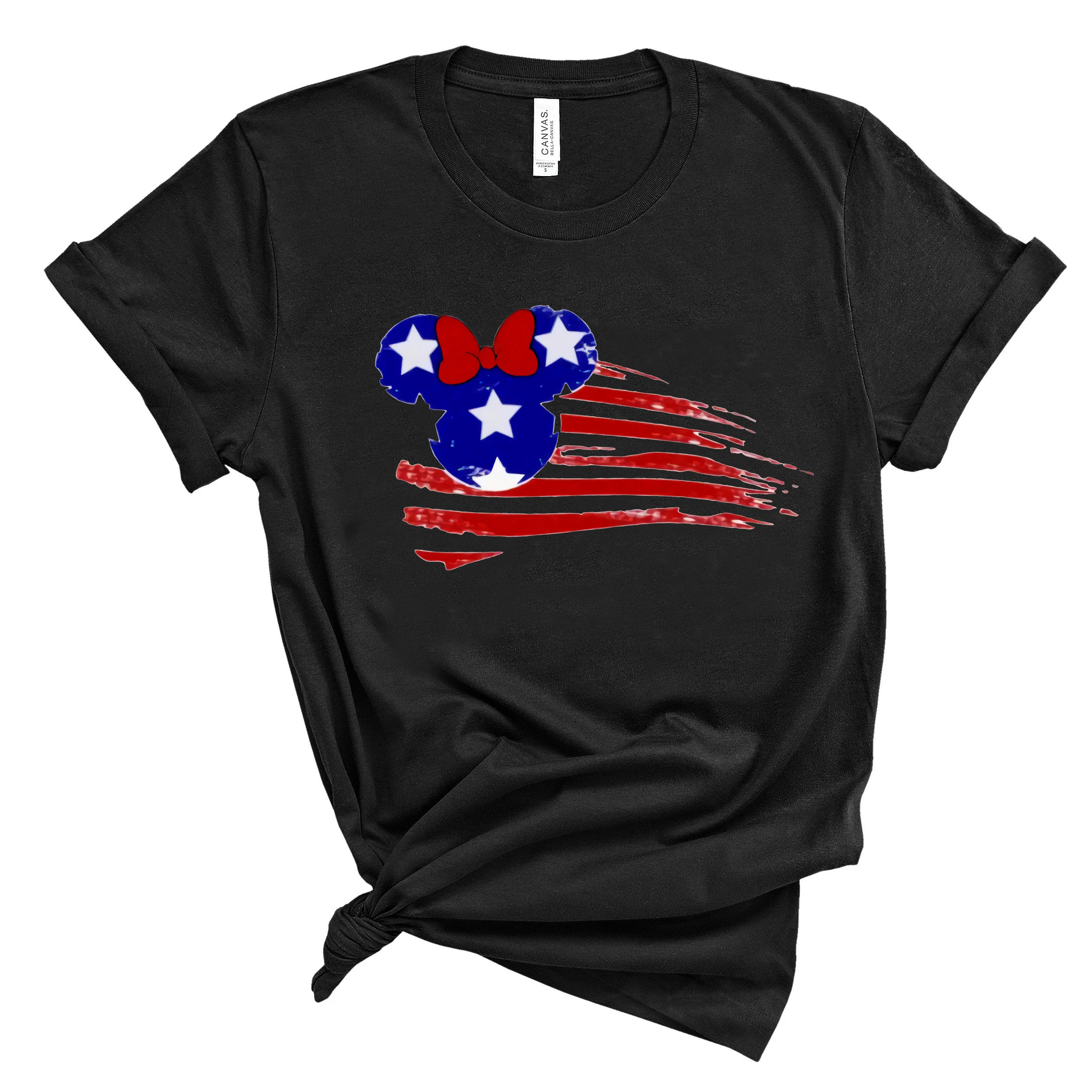 

Cute 4th of July Shirt Minnie Patriotic Shirt Women Independence Day Tops Funny America Flag Shirts Kawaii Patriotic Family Tops