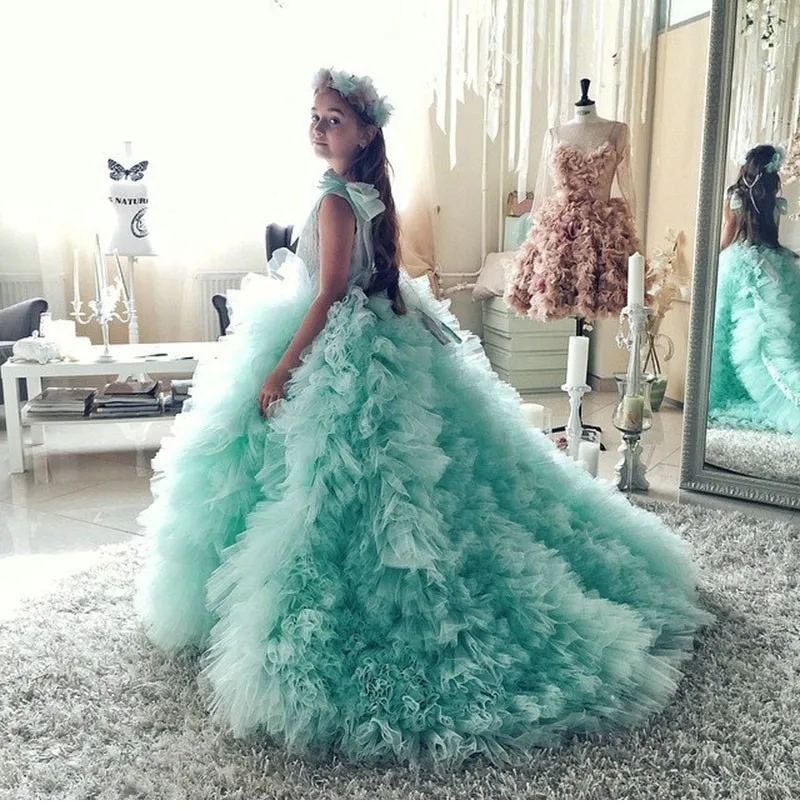 Puffy Ball Gown Flower Girl Dresses Communion Dress Tulle Party Pageant New Year 2021 | Свадьбы и торжества