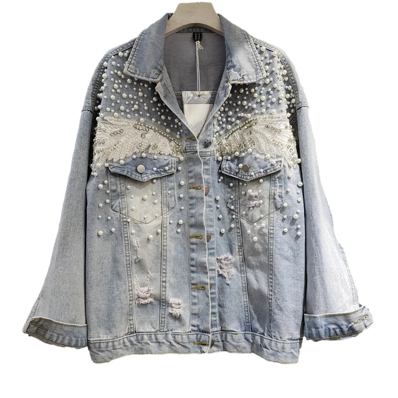 Куртка женская джинсовая с длинным рукавом модная Свободная верхняя одежда из