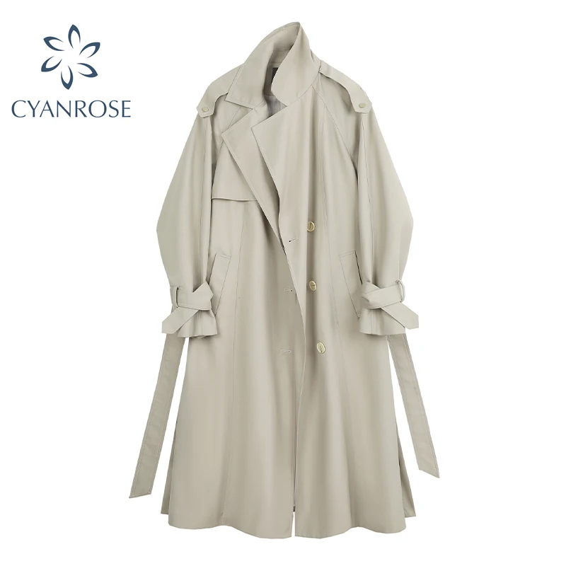 Осень 2021 элегантный длинный женский тренчкот с V образным вырезом Повседневная