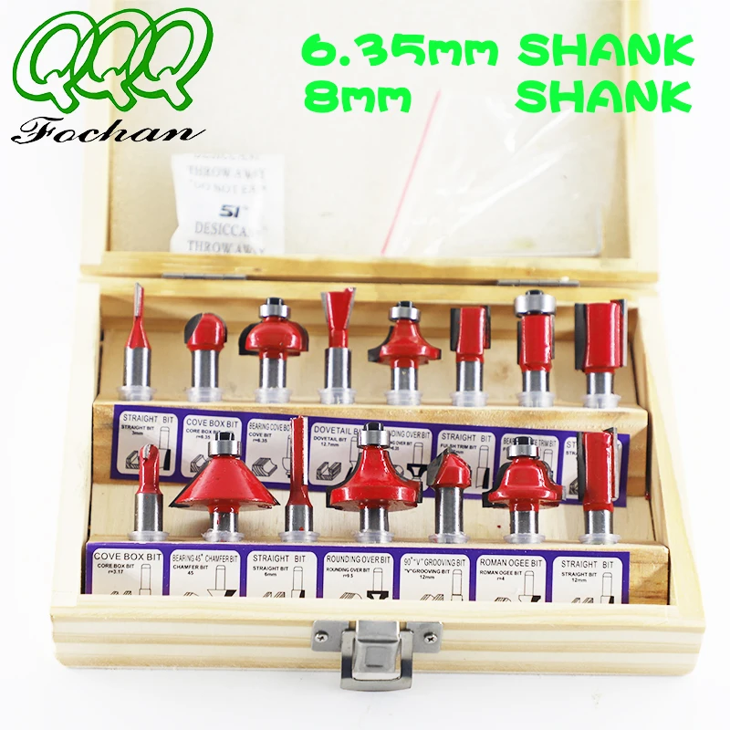 

QQQ15pcs 6.35/ 8MMSHANK Router Bit Milling Cutter Wood Bits Straight Shank Carbide Cutting Tools Woodworking Dill Bits DIY