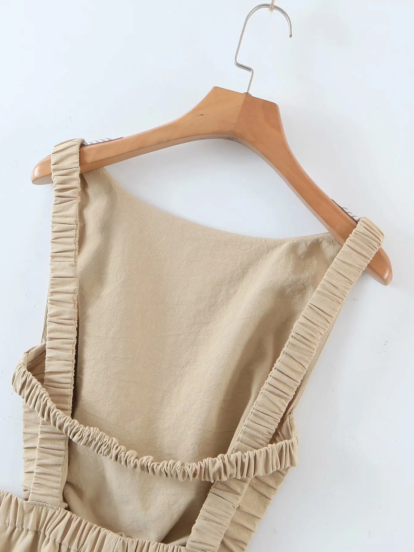 

Vintage Sleeveless Round Neck Women's Literary Sling Hollow Out Solid Color Dress College Style Is Thin Chic Female Dresses