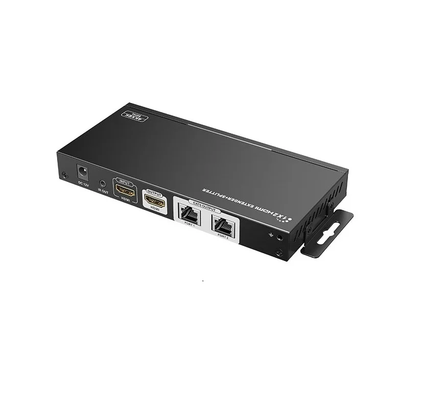 Up to 100Ft / 30M 4Kx2K@60Hz LKV712Pro-V2.0 1x2 HDMI2.0-compatible POE Extender Splitter with Loop-Out Over CAT6/6a/7 IR Remote |
