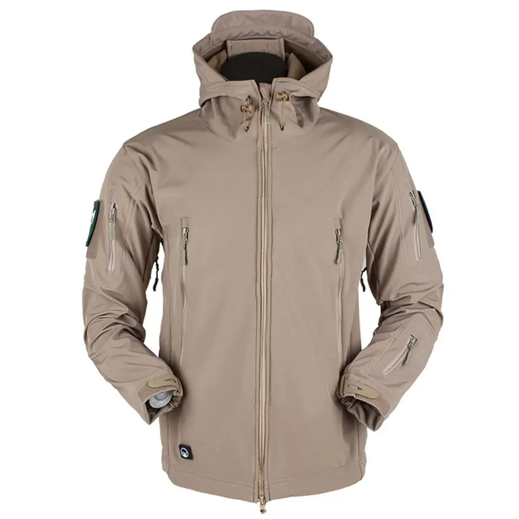Sand color 2XL Уличное мягкое пальто из флиса для мужчин и женщин, ветронепроницаемое, водонепроницаемое, дышащее, теплое, три в одном пальто, Акула, кожаная куртка - Цвет: Sand color 2XL