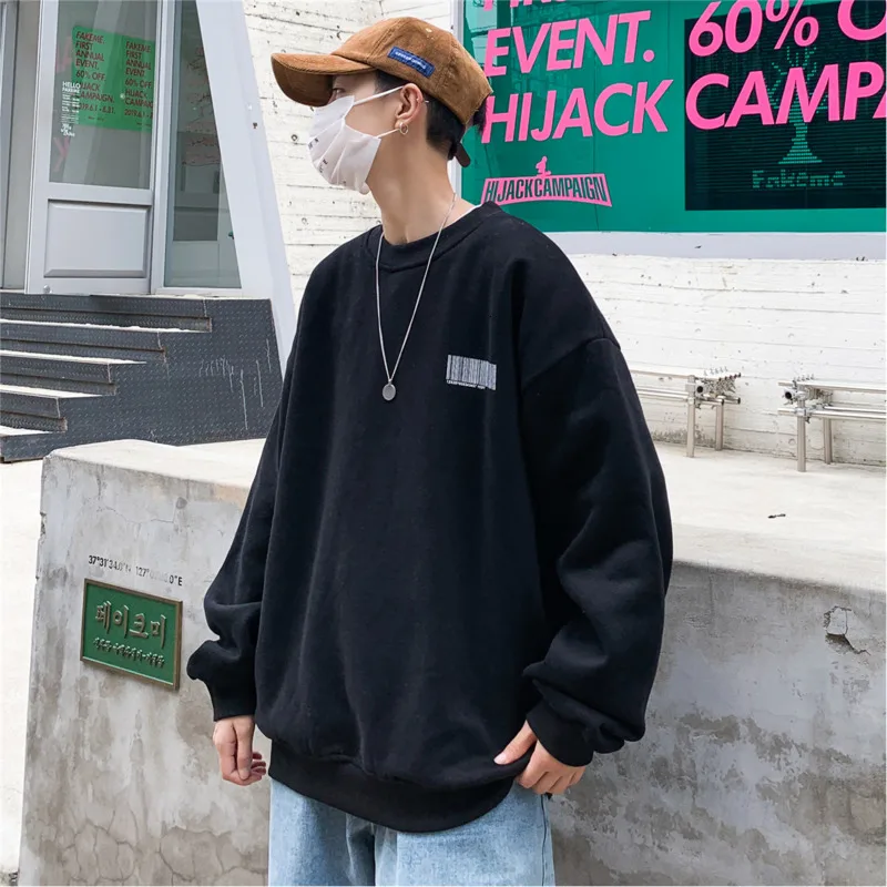 

2019 Autumn And Winter New Korean Version Of The College Wind Couple Hit Color Printing Casual Pullover