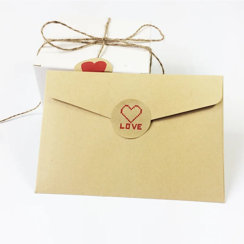 

120 Pcs/lot lovely Stickers Red Heart LOVE Kraft Paper Sticker For Handmade DIY Gift Sealing Packaging Label Scrapbooking