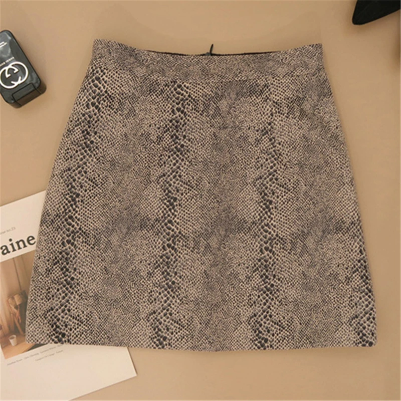 Осенне-зимняя женская юбка с леопардовым принтом Сексуальная мини-юбка
