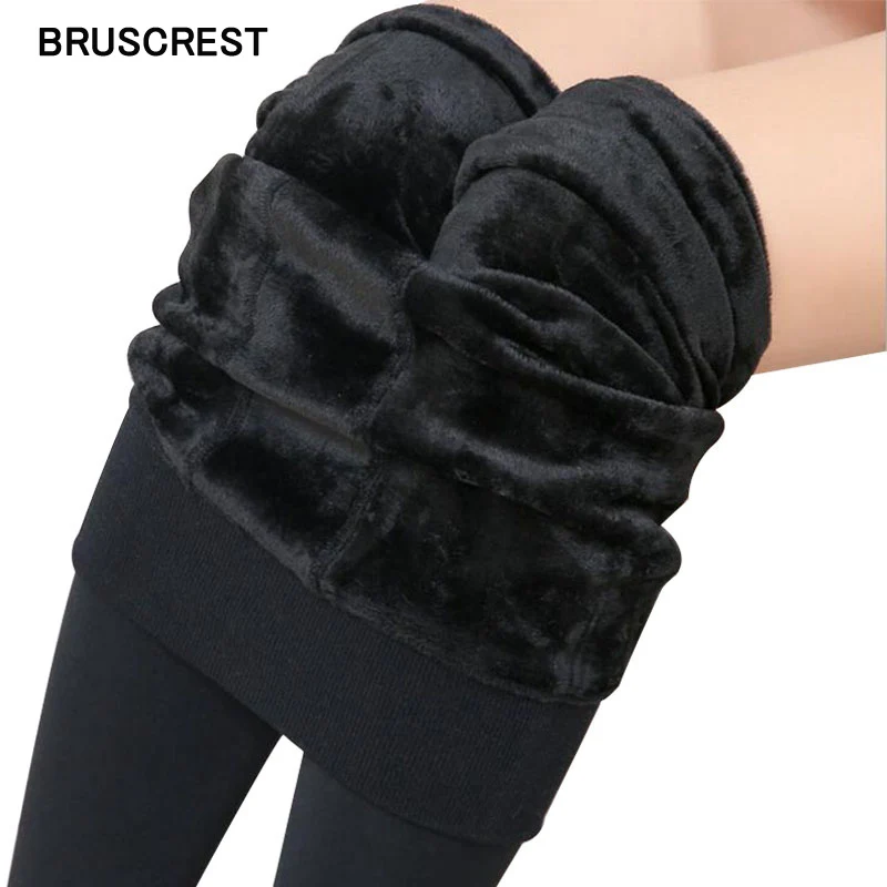 Леггинсы с высокой талией теплые штаны Зимние флисовые леггинсы черные зимние