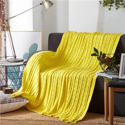 yellow Хлопковое одеяло массивное вязаное одеяло для дивана офисное одеяло для короткого сна полотенце летнее кондиционер одеяло s для кровати - Цвет: yellow