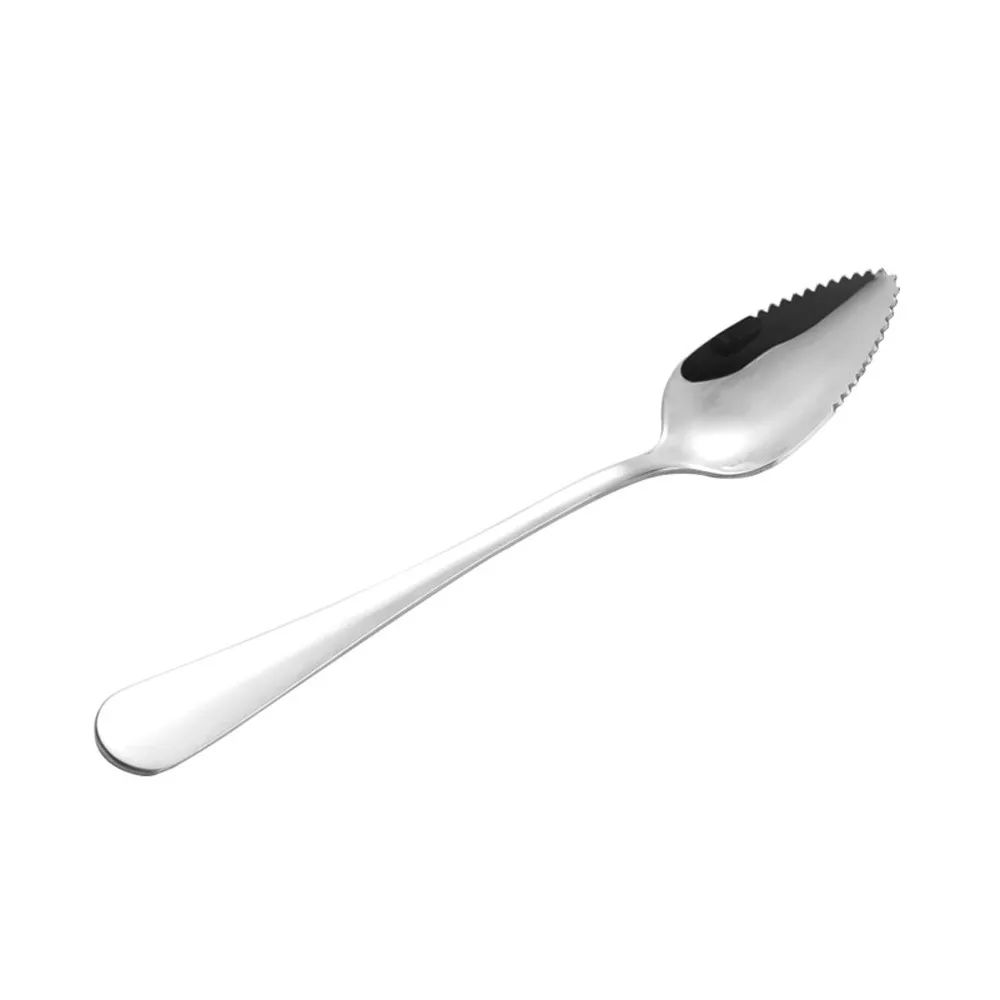 

2PC Thick Stainless Steel Grapefruit Spoon Ice Cream Dessert Spoon Serrated Edge Fruit Coffee Stirring Spoons Tea Spoons